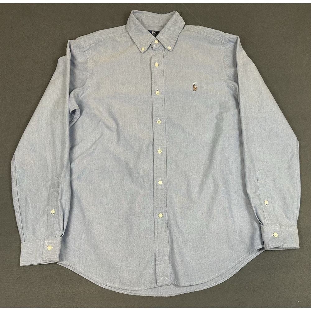 Polo Ralph Lauren Shirt Mens Size Medium Blue Button Down Classic Fit Flesh Pony